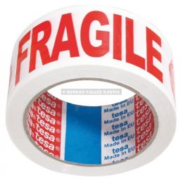 Rouleau adhesif emballage mention fragile 66 m x 50 mm