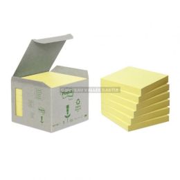 Tour de 6 blocs postit notes recycles jaunes 76 x 76 mm