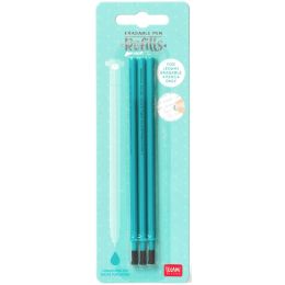 3 recharges turquoises pour stylo  encre gel effaable