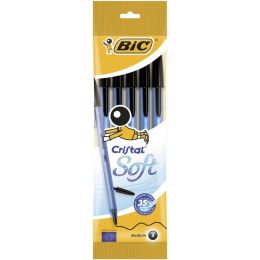 5 stylos  bille cristal soft noir 1,2 mm bic