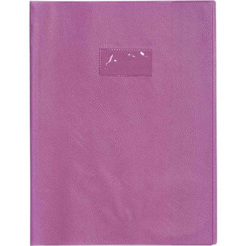 Protge cahier a4 calligraphe grain cuir violet