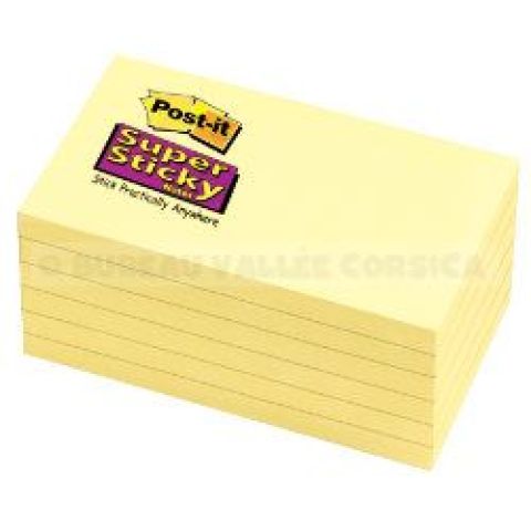 6 notes super sticky jaunes 76x127 post-it