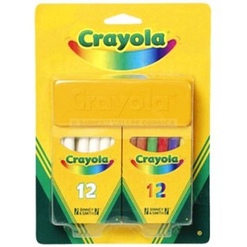 Kit 24 craies blanches et couleurs avec brosse crayola