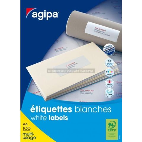 1000 tiquettes blanches 105 x 57 mm multi-usages