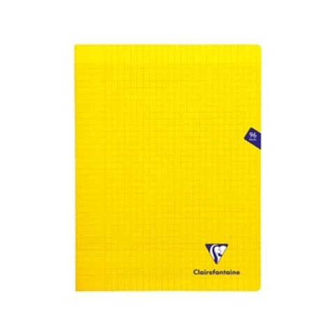 Cahier polypro 96 pages grands carreaux seyes jaune