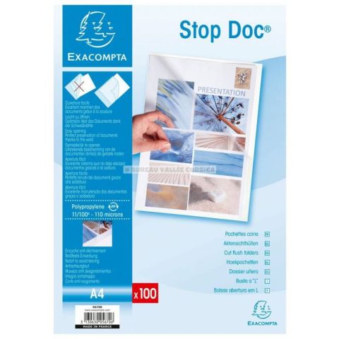 Pochettes coins stop doc a4 pp 0,11 mm