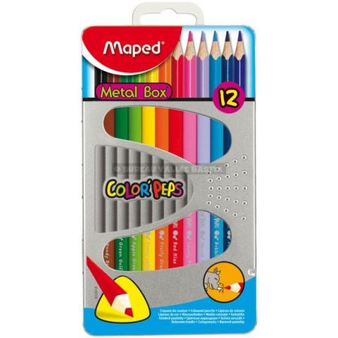 12 crayons de couleur maped color'peps bote mtal