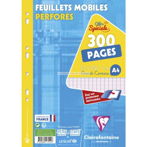 300 feuillets mobiles blanc a4 sys