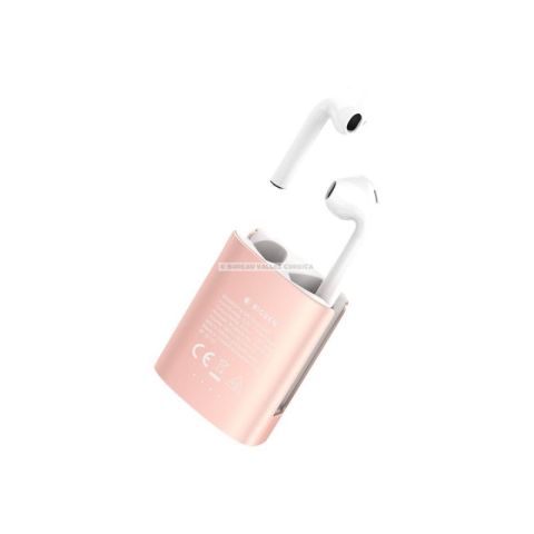 Ecouteurs sans fil avec protection silicone metal buds rose