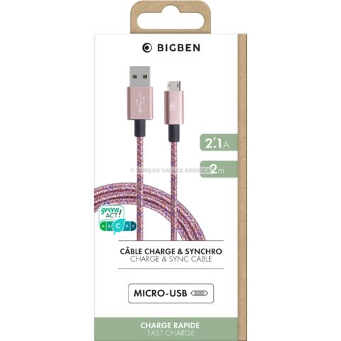 Cable tiss usb a / micro usb 2 m rose