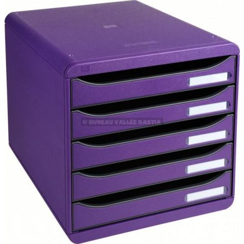 Caisson tiroirs 5 tiroirs big box plus gris / violet