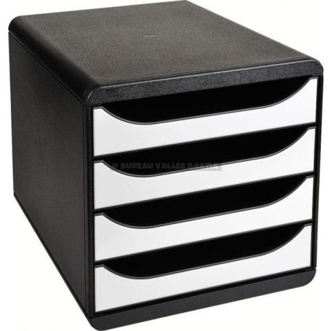 Caisson tiroirs 5 tiroirs big box noir / blanc glossy