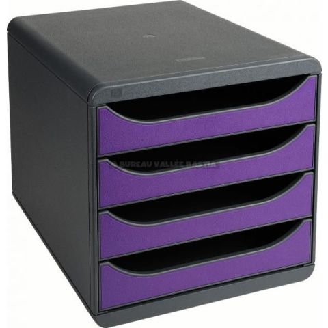 Caisson 4 tiroirs big box gris / violet