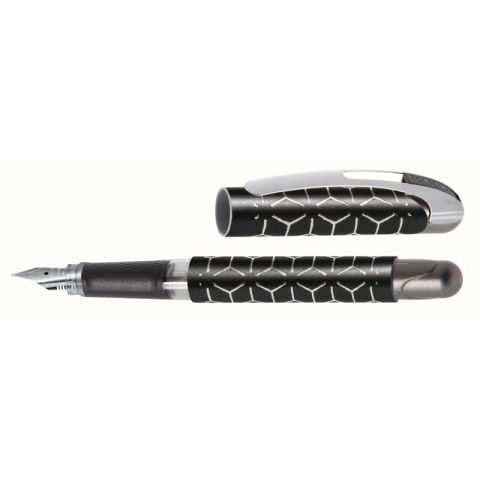 Stylo plume college silver black style