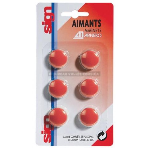 6 aimant 22 mm rouge