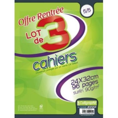 3 cahiers calligraphe 90 g a4+ 96 pages